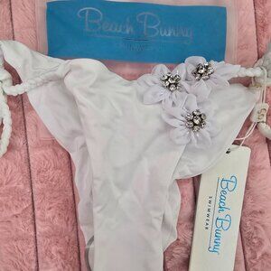 White Beach Bunny Swim Bottoms with Flowers